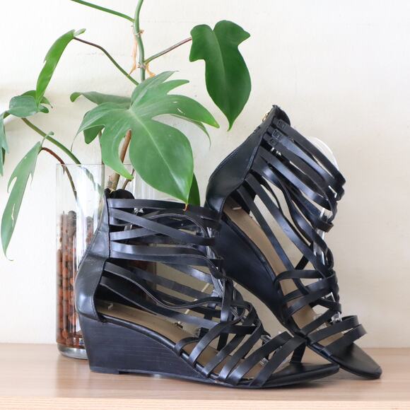 Women's Michael Black Strappy Gladiator Wedge Sandals Size 11 - Picture 1 of 6